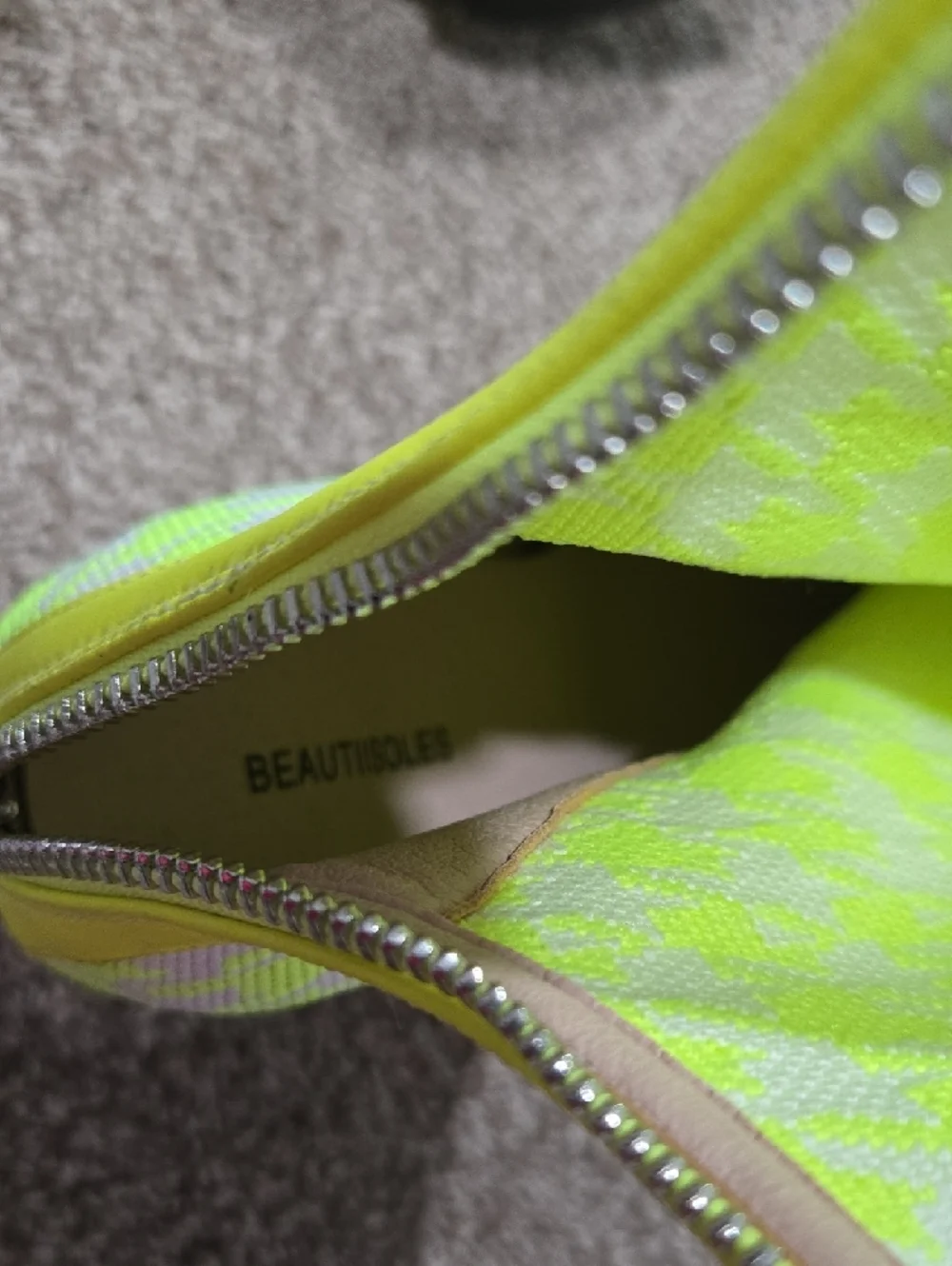 Beautiisoles Neon Yellow Ankle Boots with Clear Block Heel Size 7.5 - Picture 5 of 6